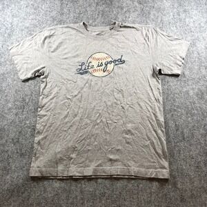 Life is Good Baseball Graphic Tee Men's Medium Crew Neck Short Sleeve‎ Casual